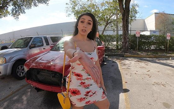 BangRoadSide &#8211; Lilly Hall, Totals Her Car And Fucks The Mechanics Dick For A Favor, PervTube.net