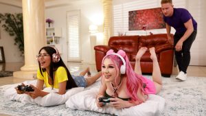 TeamSkeetXBananaFever &#8211; Aria Lee James Invites Video Game Nerd, Aria to Play Video Games and Suck his Dick, PervTube.net